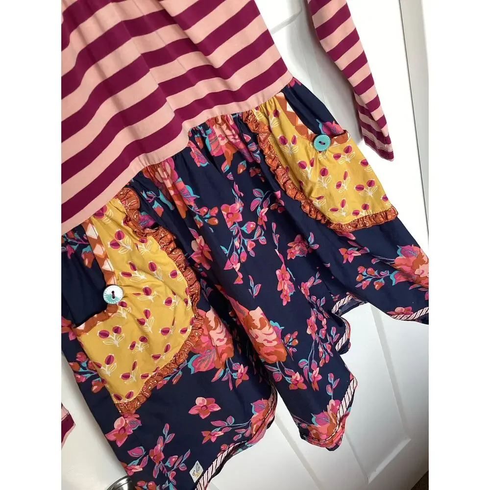 Wildflowers‎ Pink Yellow Floral Dress Girls Size 10 long sleeve